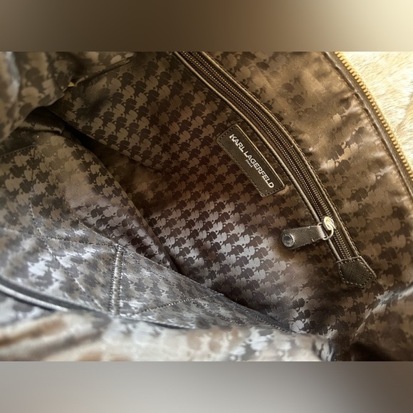 Karl Lagerfeld nylon shoulder bag zipper tote bag with leather handle straps - Picture 6 of 11